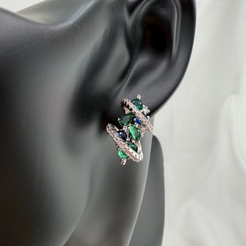 Anthropologie Crystal Swirl Drop Earrings | Elegant Evening Look - Picture 7 of 13